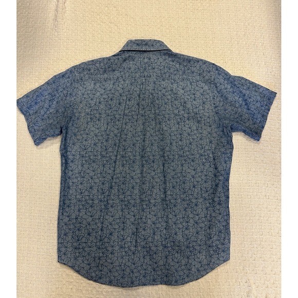 Peter Millar Crown Crafted Shirt Mens L Short Sleeve Blue Floral Button Up EUC - Picture 9 of 12